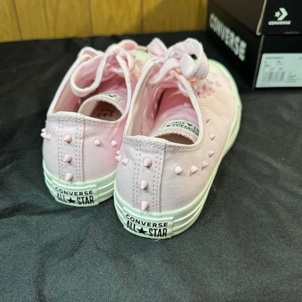 Pink Converse All Star Low Top trainers with pink studs Size 10 Womens NEW - Picture 4 of 8